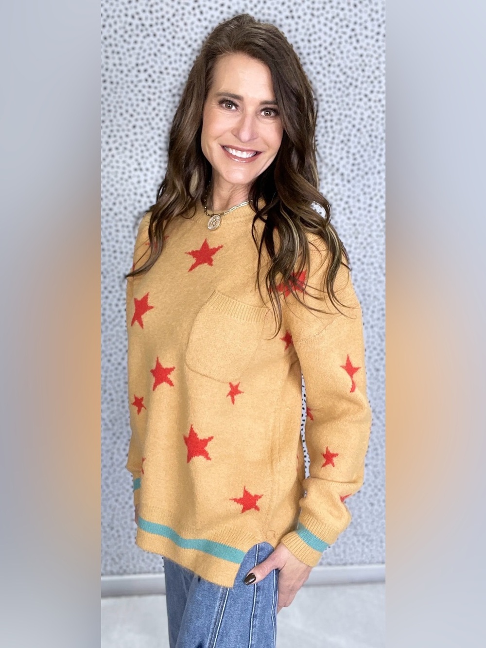 Easel Star Pattern Knit Sweater